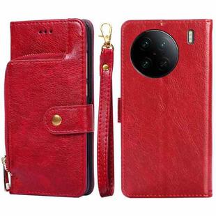 For vivo X90 Pro 5G Zipper Bag Leather Phone Case(Red)