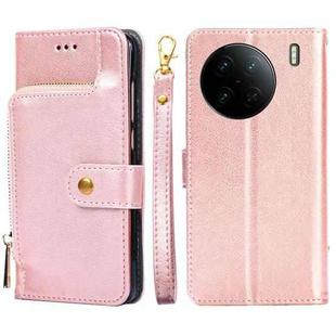 For vivo X90 Pro 5G Zipper Bag Leather Phone Case(Rose Gold)