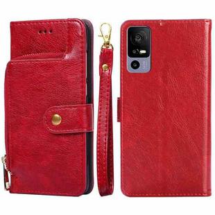 For TCL 40R 5G Zipper Bag Leather Phone Case(Red)
