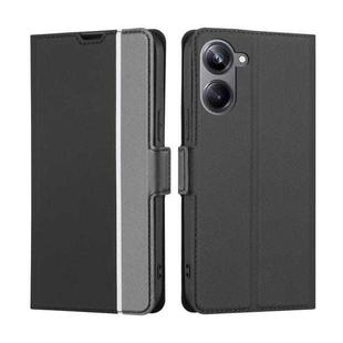 For Realme 10 Pro 5G Twill Texture Side Button Leather Phone Case(Black)