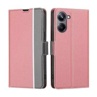 For Realme 10 Pro 5G Twill Texture Side Button Leather Phone Case(Pink)