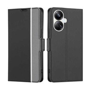 For Realme 10 Pro+ 5G Twill Texture Side Button Leather Phone Case(Black)
