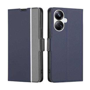 For Realme 10 Pro+ 5G Twill Texture Side Button Leather Phone Case(Blue)