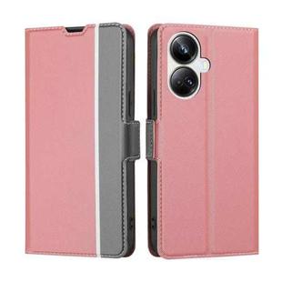 For Realme 10 Pro+ 5G Twill Texture Side Button Leather Phone Case(Pink)