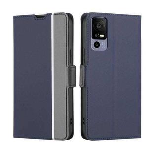 For TCL 40R 5G Twill Texture Side Button Leather Phone Case(Blue)