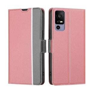 For TCL 40R 5G Twill Texture Side Button Leather Phone Case(Pink)