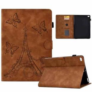 For iPad Air / Air 2 / 9.7 2017 / 9.7 2018 Tower Embossed Leather Smart Tablet Case(Brown)