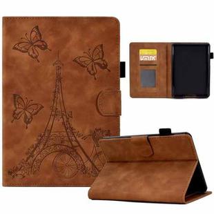 For Amazon Kindle Paperwhite 4/3/2/1 Tower Embossed Leather Smart Tablet Case(Brown)