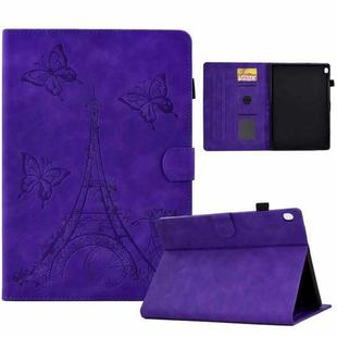 For Lenovo M10 Tower Embossed Leather Smart Tablet Case(Purple)