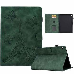 For Lenovo M10 Tower Embossed Leather Smart Tablet Case(Green)