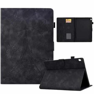 For Lenovo M10 Tower Embossed Leather Smart Tablet Case(Black)