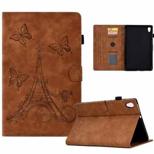 For Lenovo Tab M10 Gen 2 Tower Embossed Leather Smart Tablet Case(Brown)