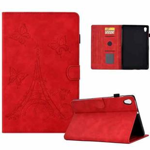 For Lenovo Tab M10 Gen 2 Tower Embossed Leather Smart Tablet Case(Red)