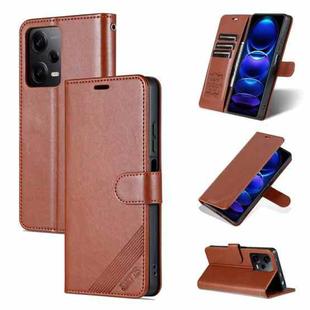 For Xiaomi Redmi Note 12 Pro 5G China / Note 12 Pro 5G China+ 5G AZNS Sheepskin Texture Flip Leather Phone Case(Brown)