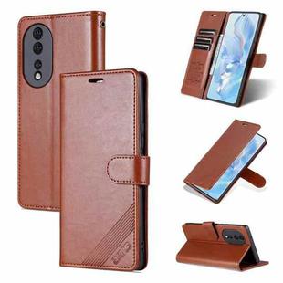 For Honor 80 AZNS Sheepskin Texture Flip Leather Phone Case(Brown)