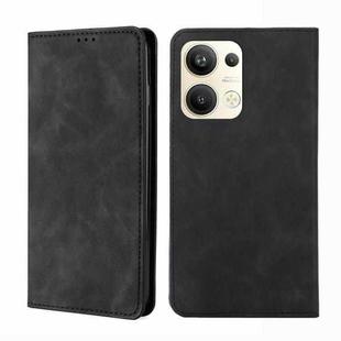 For OPPO Reno9 Pro+ 5G Skin Feel Magnetic Horizontal Flip Leather Phone Case(Black)