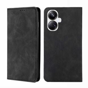 For Realme 10 Pro+ 5G Skin Feel Magnetic Horizontal Flip Leather Phone Case(Black)