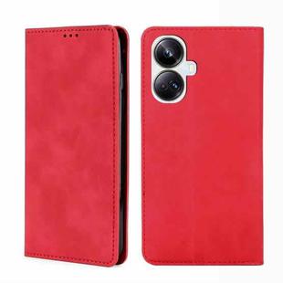 For Realme 10 Pro+ 5G Skin Feel Magnetic Horizontal Flip Leather Phone Case(Red)