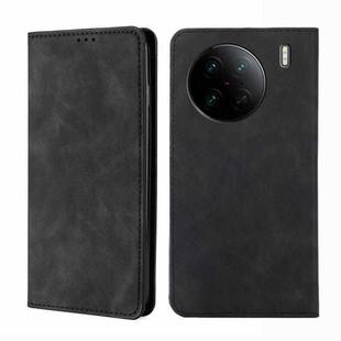 For vivo X90 Pro 5G Skin Feel Magnetic Horizontal Flip Leather Phone Case(Black)