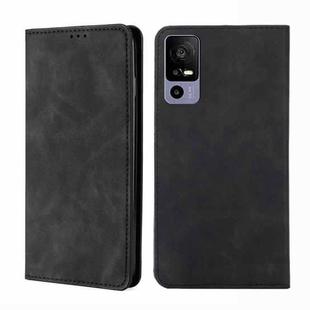 For TCL 40R 5G Skin Feel Magnetic Horizontal Flip Leather Phone Case(Black)