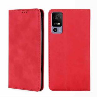 For TCL 40R 5G Skin Feel Magnetic Horizontal Flip Leather Phone Case(Red)