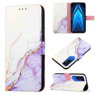 For Tecno Pova 4 Pro LG8N PT003 Marble Pattern Flip Leather Phone Case(White Purple)