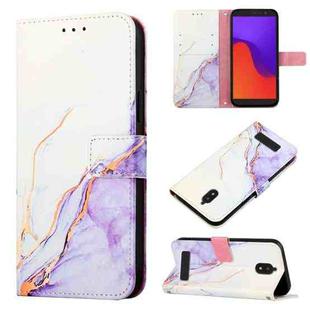 For BLU View 2 2020 / 2022 PT003 Marble Pattern Flip Leather Phone Case(White Purple)
