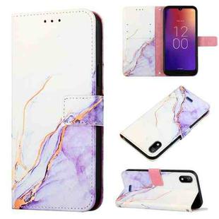 For Moxee M2160 PT003 Marble Pattern Flip Leather Phone Case(White Purple)