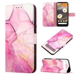 For Google Pixel 7a PT003 Marble Pattern Flip Leather Phone Case(Pink Purple Gold)