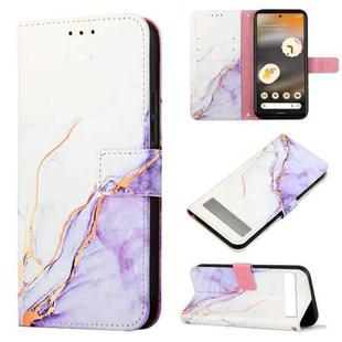 For Google Pixel 7a PT003 Marble Pattern Flip Leather Phone Case(White Purple)