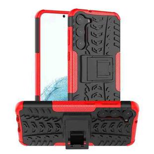 For Samsung Galaxy S23+ 5G Tire Texture TPU + PC Phone Case with Holder(Red)