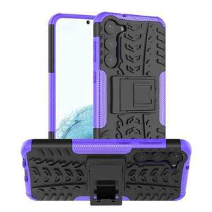 For Samsung Galaxy S23+ 5G Tire Texture TPU + PC Phone Case with Holder(Purple)