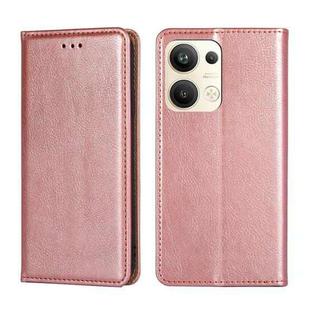 For OPPO Reno9 Pro+ 5G Gloss Oil Solid Color Magnetic Leather Phone Case(Rose Gold)