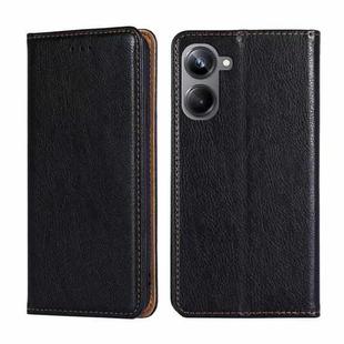 For Realme 10 Pro 5G Gloss Oil Solid Color Magnetic Leather Phone Case(Black)