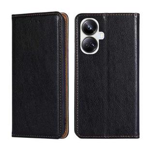 For Realme 10 Pro+ 5G Gloss Oil Solid Color Magnetic Leather Phone Case(Black)