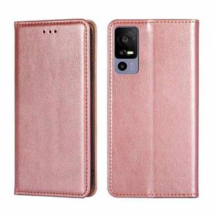 For TCL 40R 5G Gloss Oil Solid Color Magnetic Leather Phone Case(Rose Gold)