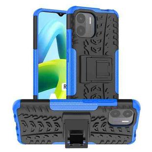 For Xiaomi Redmi A1 4G Tire Texture TPU + PC Phone Case with Holder(Blue)