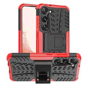 For Samsung Galaxy S23 5G Tire Texture TPU + PC Phone Case with Holder(Red)