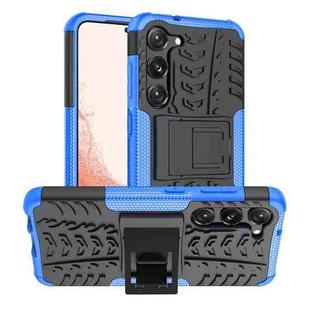 For Samsung Galaxy S23 5G Tire Texture TPU + PC Phone Case with Holder(Blue)