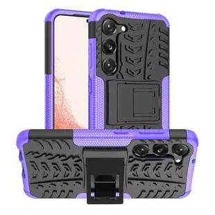 For Samsung Galaxy S23 5G Tire Texture TPU + PC Phone Case with Holder(Purple)