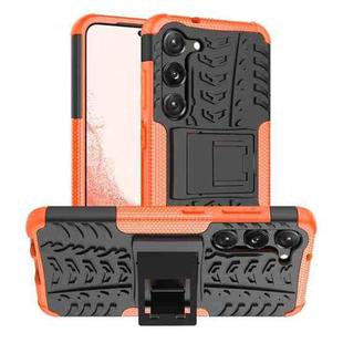 For Samsung Galaxy S23 5G Tire Texture TPU + PC Phone Case with Holder(Orange)