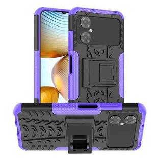 For Xiaomi Poco M4 / M5 Tire Texture TPU + PC Phone Case with Holder(Purple)