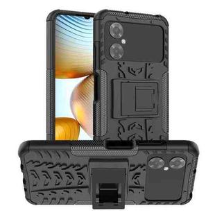 For Xiaomi Poco M4 / M5 Tire Texture TPU + PC Phone Case with Holder(Black)