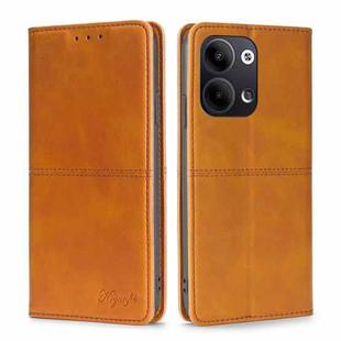 For OPPO Reno9 5G / Reno9 Pro 5G Cow Texture Magnetic Horizontal Flip Leather Phone Case(Light Brown)