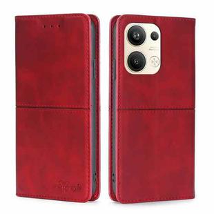 For OPPO Reno9 Pro+ 5G Cow Texture Magnetic Horizontal Flip Leather Phone Case(Red)