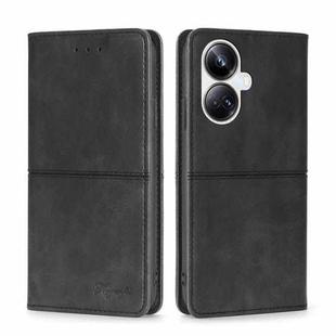 For Realme 10 Pro+ 5G Cow Texture Magnetic Horizontal Flip Leather Phone Case(Black)