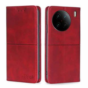 For vivo X90 Pro 5G Cow Texture Magnetic Horizontal Flip Leather Phone Case(Red)