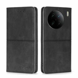 For vivo X90 Pro 5G Cow Texture Magnetic Horizontal Flip Leather Phone Case(Black)