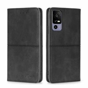 For TCL 40R 5G Cow Texture Magnetic Horizontal Flip Leather Phone Case(Black)