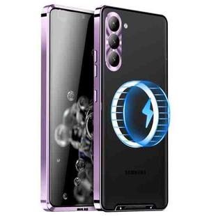 For Samsung Galaxy S23 5G MagSafe Magnetic Frosted Metal Phone Case(Purple)